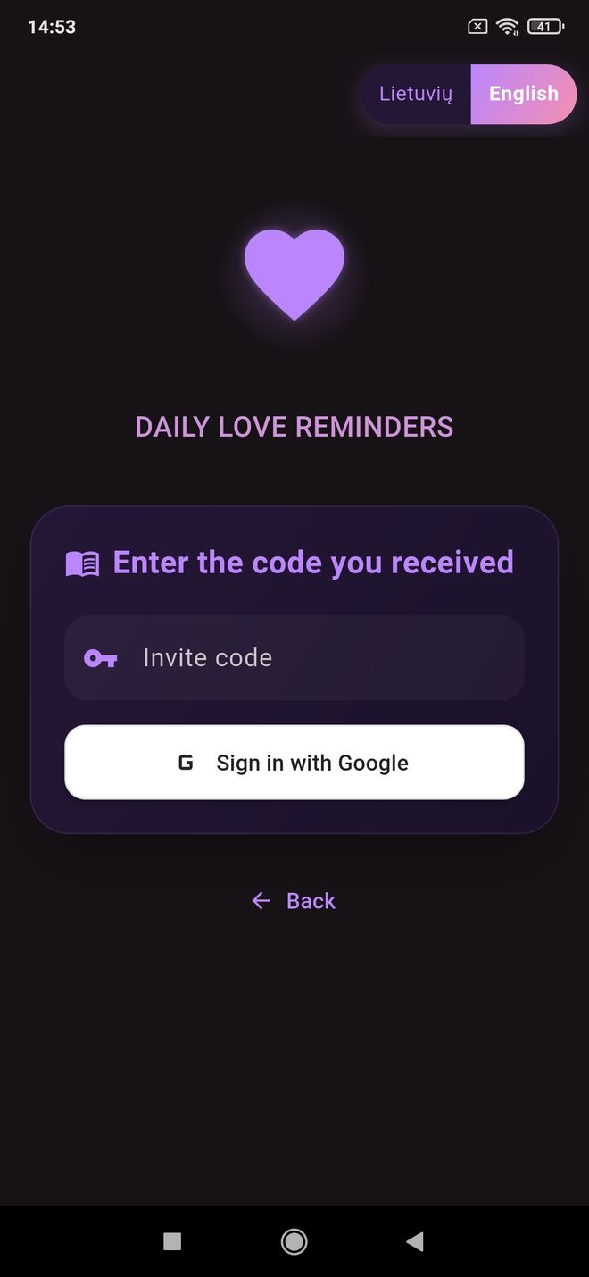 Creating a couple and sharing the invite code