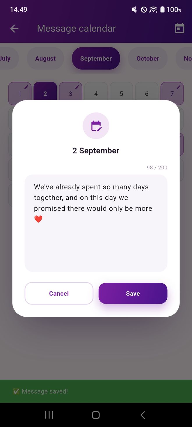 Scheduling notes in the calendar
